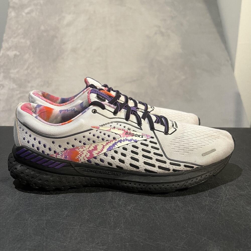 Brooks Adrenaline GTS 21 Shoes Mens Size 11 White Black Purple Road 1103491D126